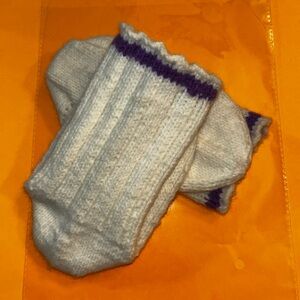 Handmade White and Purple Socks